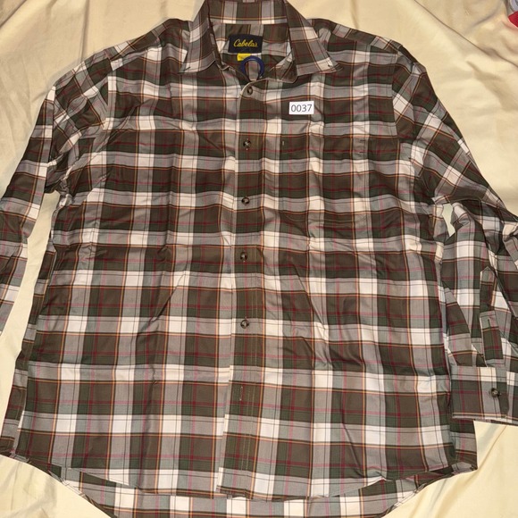 Cabela's Other - Cabelas Mens Large Long Sleeve Plaid Button Down Shirt Green Brown Outdoor